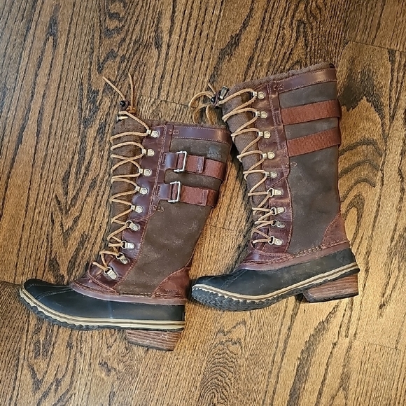 Sorel Women's Conquest Carly II Redwood Tobacco Winter Boots - Picture 7 of 12
